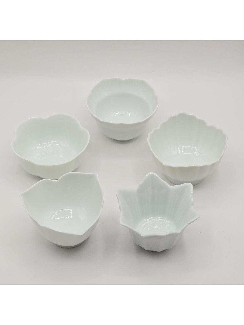 Vintage Japanese Porcelain Flower-Shaped Bowls